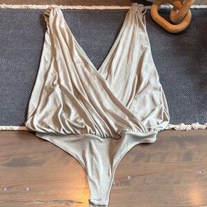 Free People Light Gray Metallic Bodysuit